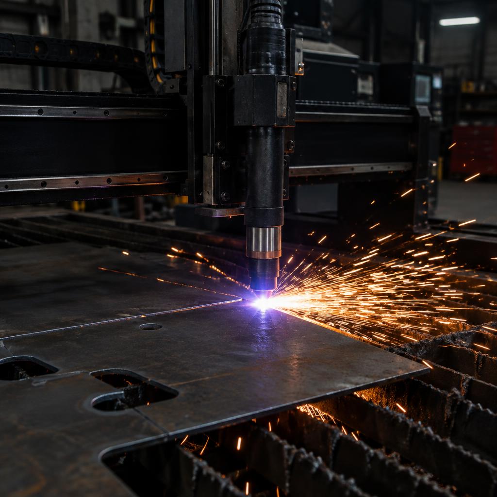 CNC plasma cutter in action